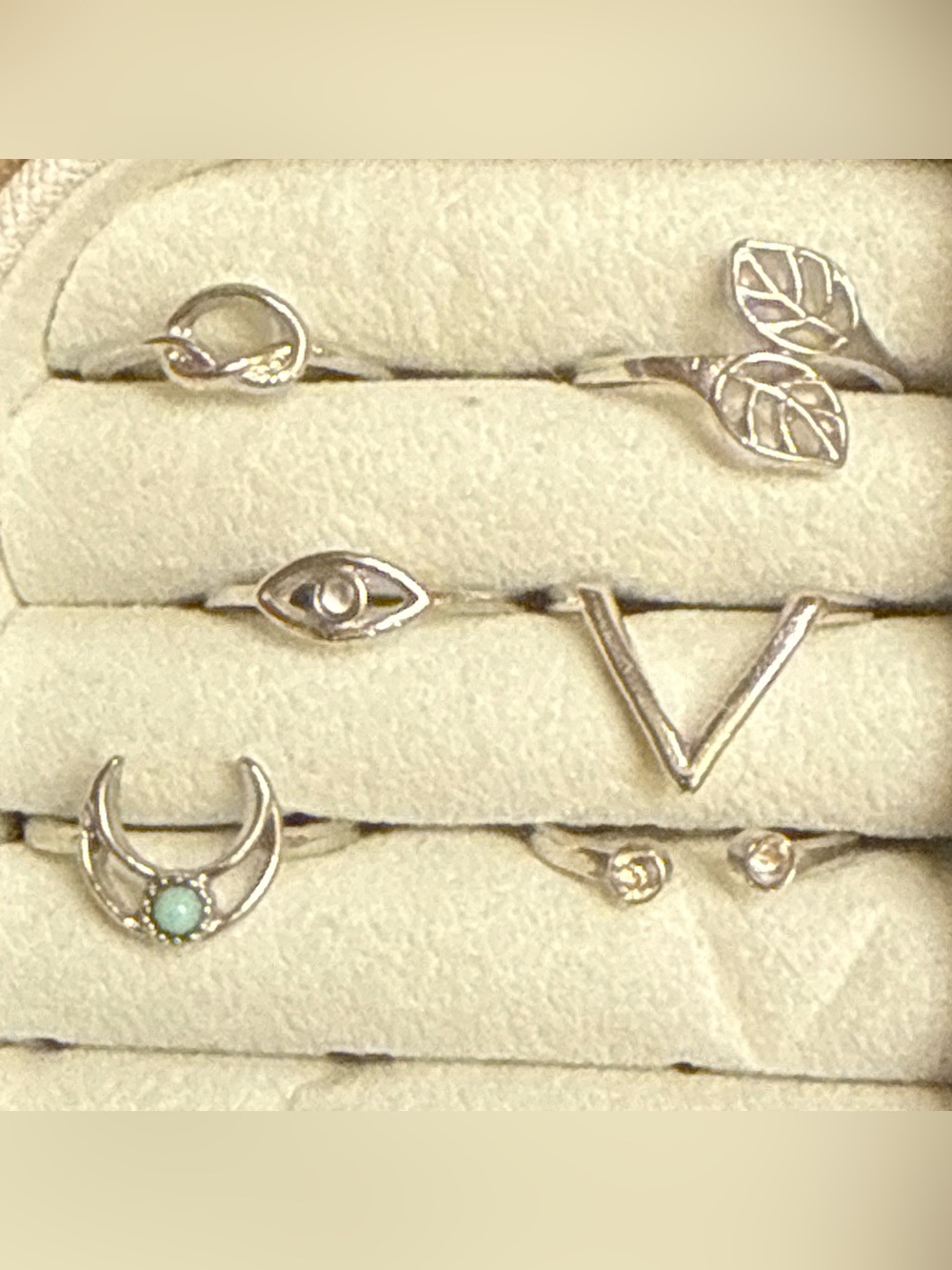 Delicate Gold-Tone Mixed Symbol Ring Set - Women's Jewelry